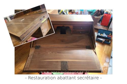 Restauration d'un abattant de secrétaire