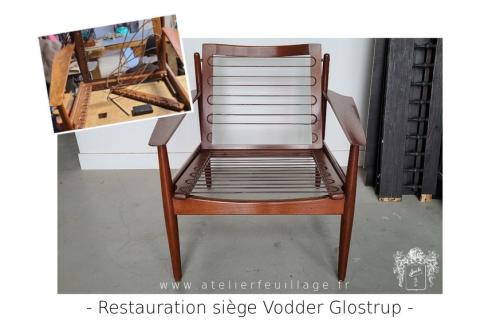 Restauration d'un siège Vodder Glostrup