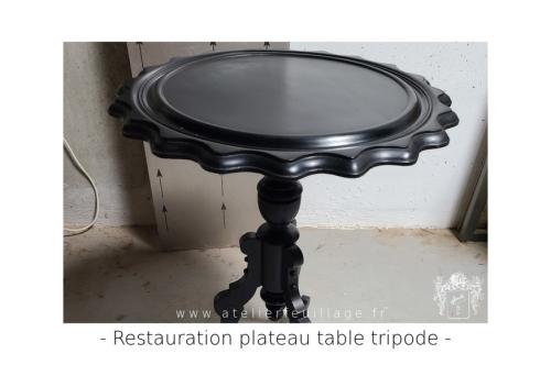 Restauration d'un plateau de table tripode