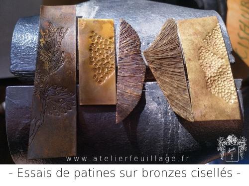 Essais de patines sur bronzes ciselés