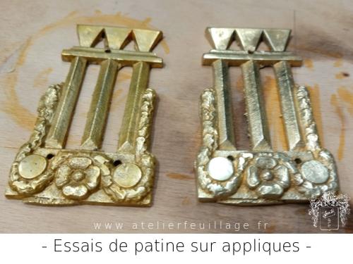 Essai de patine sur appliques